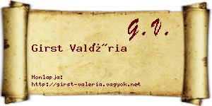 Girst Valéria névjegykártya
